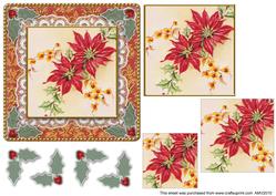 Christmas Flowers Lace N Damask Square Card Front