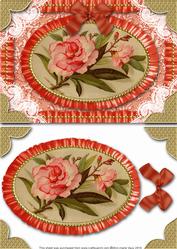 Oriental Pink Peony Lace N Ruffles Card Front