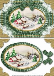 Christmas Landscape Lace N Ruffles Card Front Step by Step