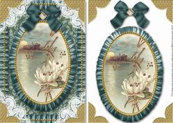 Oriental Lily Lace N Ruffle Card Front Step by Step