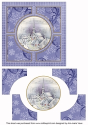 Blue Christmas Church 6inch Architect Quad Topper