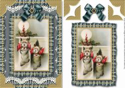 Christmas Puppy Stocking Ruffle Card Front Step by Step