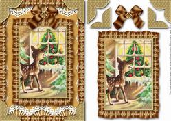 Christmas Deer Window Ruffle Card Front Step by Step