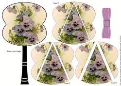 Lilac Pansies 3D Fan Stacker Topper Sheet