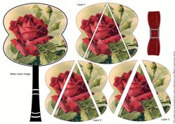 Red Rose 3D Fan Stacker Topper Sheet