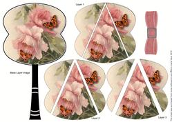 Pink Butterfly Roses 3D Fan Stacker Topper Sheet