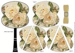 White Roses 3D Fan Stacker Topper Sheet