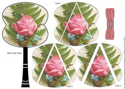 Pink Rose 3D Fan Stacker Topper Sheet