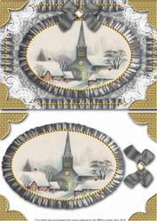 Christmas Village 2 Lace N Ruffle Card Front Step by Step