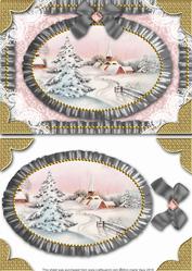 Christmas Village 3 Lace N Ruffles Card Front Step by Step