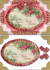 Pink Merry Christmas Lace N Ruffles Card Front Step by Step