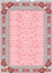 Pink Roses Lace Eyelet Blank A4 Frame Sheet