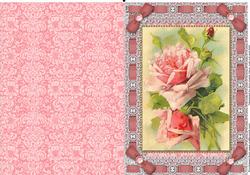 Pink Roses Lace Eyelet A5 Folded Card