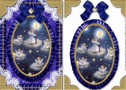 Angels Liting the Sky Lace N Ruffles Card Front Step by Step