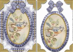 Christmas Blue Tit Lace N Ruffles Card Front Step by Step