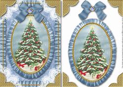 Christmas Tree Lace N Ruffles Card Front Step by Step