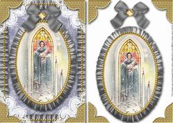 Christmas Religious Window Lace N Ruffles Card Front