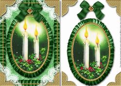 Christmas Candle Duo Lace N Ruffles Card Front