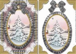 Snowy Christmas Tree Lace N Ruffles Card Front