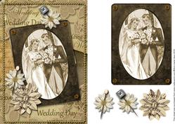 Wedding Day Vintage A5 Card Front Step by Step