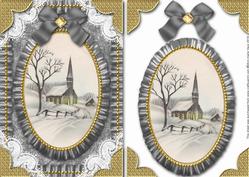 Church Lights on Lace N Ruffles Card Front