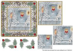 Christmas Door Damask Lace Square Card Front