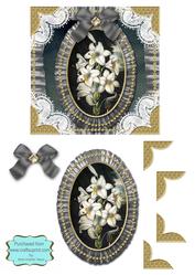 Black Lillies Lace N Ruffles Square Card Front
