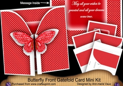 Wishes 3D Gatefold Red Butterfly Mini Kit