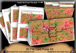 Vintage Tea Sweet Pea 3D File Purse Mini Kit