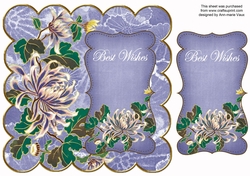 Blue Oriental Lotus Best Wishes 8in Scallop Topper