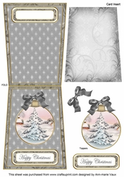Snow Tree Happy Christmas 5.5inch Bauble Decoupage Card