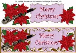 Lilac Red Poinsettia Merry Christmas XLarge DL Decoupage Topper