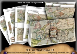 Oldie Worldie Europe Map 3D File Purse Mini Kit