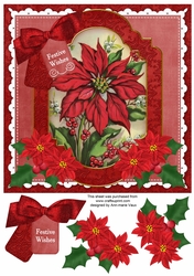 Red Poinsettia Festive Wishes Fancy 8in Step by Step