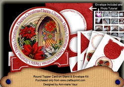 Poinsettia Window 3D Circle Card with Toppers & Envelope Mini Kit