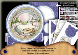 Blue Snowscene 3D Circle Card with Toppers & Envelope Mini Kit