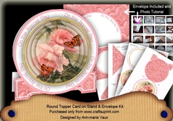Butterfly Roses 3D Circle Card with Toppers & Envelope Mini Kit