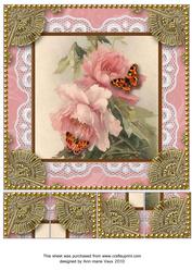 Butterfly Roses 8 x 8inch Lace Gold Picture Sheet