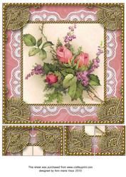 Rose Bouquet 8 x 8inch Lace Gold Picture Sheet