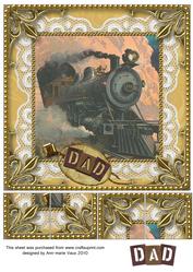 Dads Train 8 x 8inch Lace Gold Picture Sheet