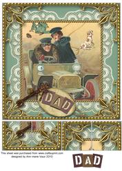 Dads Comical Driving 8 x 8inch Lace Gold Picture Sheet