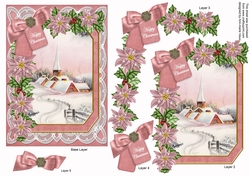 Snow Church Happy Christmas 7x5in Fancy Lace Step by Step