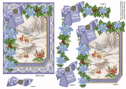 Snow Deer Happy Christmas 7x5in Fancy Lace Step by Step