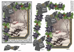 Winter Walk Happy Christmas 7x5in Fancy Lace Step by Step