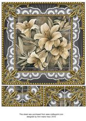 White Lillies 8x8inch Lace N Gold Picture Sheet