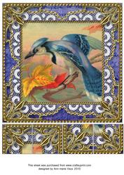 Colourful Kingfisher Lace N Gold 8x8inch Picture Sheet