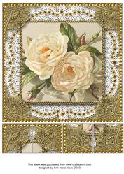 White Roses Lace N Gold 8x8inch Picture Sheet
