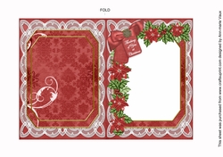 Red Poinsettia Thinking of You 7x5in Fancy Lace Foldable Insert
