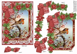 Red Robin Thinking of You 7x5in Fancy Lace Step by Step