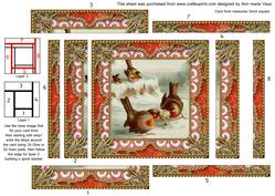 Christmas Robins Tug of Love Spiral Edge Stacker Card Front
